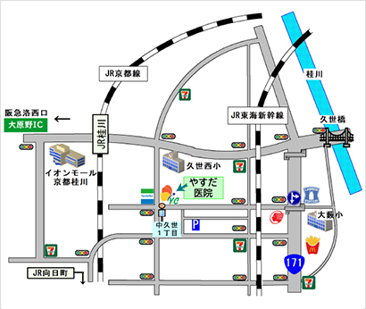 やすだ医院の所在地地図